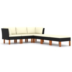 vidaXL Set de muebles de jardín 6 pzas y cojines ratán sintético negro