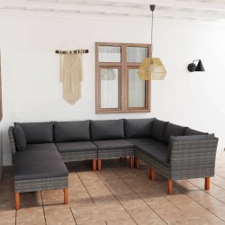 vidaXL Set de muebles de jardín 8 pzas y cojines ratán sintético gris