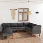 vidaXL Set de muebles de jardín 8 pzas y cojines ratán sintético gris