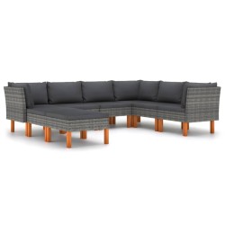 vidaXL Set de muebles de jardín 8 pzas y cojines ratán sintético gris