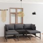 vidaXL Set de muebles de jardín 5 pzas y cojines ratán sintético gris vidaXL Set de muebles de jardín 5 pzas y cojines ratán sintético gris
