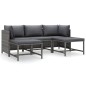 vidaXL Set de muebles de jardín 5 pzas y cojines ratán sintético gris vidaXL Set de muebles de jardín 5 pzas y cojines ratán sintético gris