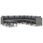 vidaXL Set de muebles de jardín 9 pzas y cojines ratán sintético gris vidaXL Set de muebles de jardín 9 pzas y cojines ratán sintético gris