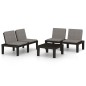 vidaXL Set de muebles de jardín 3 piezas con cojines plástico gris vidaXL Set de muebles de jardín 3 piezas con cojines plástico gris