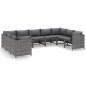 vidaXL Set de muebles de jardín 9 pzas y cojines ratán sintético gris vidaXL Set de muebles de jardín 9 pzas y cojines ratán sintético gris