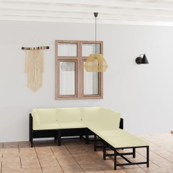 vidaXL Set de muebles de jardín 6 pzas y cojines ratán sintético negro