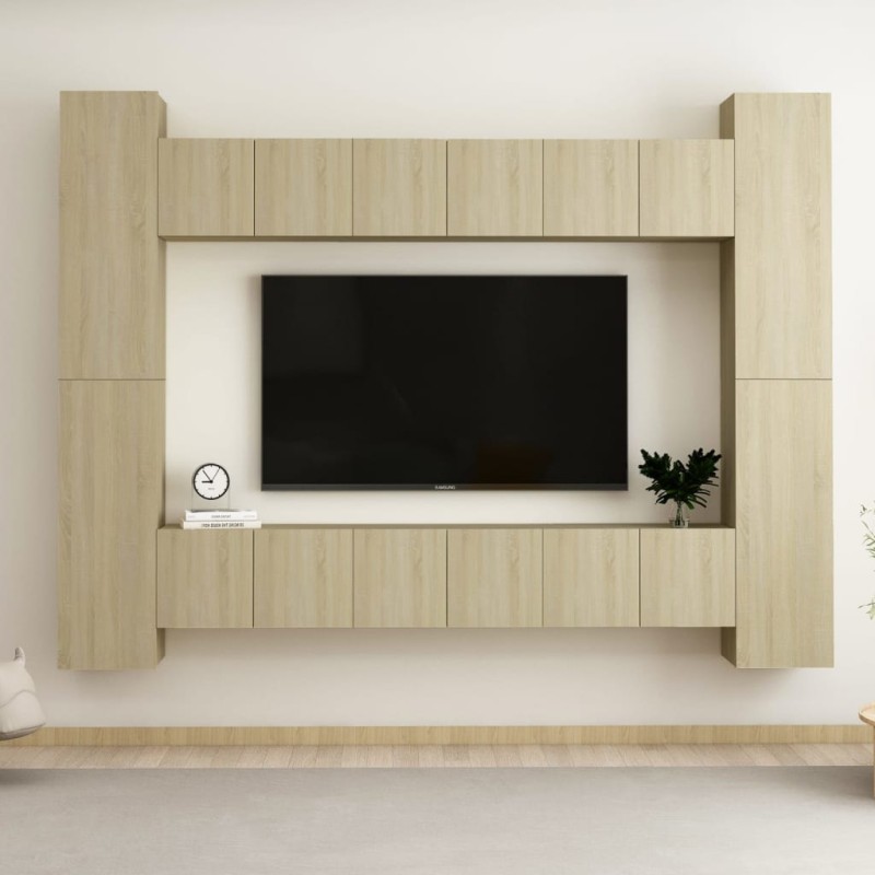 vidaXL Set de muebles salón TV 10 pzas madera ingeniería roble Sonoma