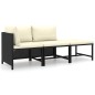 vidaXL Set de muebles de jardín 3 pzas y cojines ratán sintético negro vidaXL Set de muebles de jardín 3 pzas y cojines ratán sintético negro