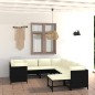 vidaXL Set de muebles de jardín 9 pzas y cojines ratán sintético negro vidaXL Set de muebles de jardín 9 pzas y cojines ratán sintético negro