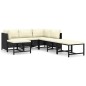 vidaXL Set de muebles de jardín 7 pzas y cojines ratán sintético negro