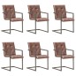vidaXL Silla voladiza comedor 6 uds cuero auténtico marrón envejecido vidaXL Silla voladiza comedor 6 uds cuero auténtico marrón envejecido