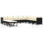 vidaXL Set de muebles de jardín 11 pzas cojines ratán sintético negro