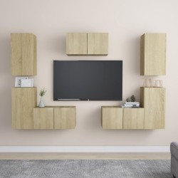 vidaXL Set de muebles salón TV 7 pzas madera ingeniería roble Sonoma