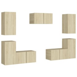 vidaXL Set de muebles salón TV 7 pzas madera ingeniería roble Sonoma