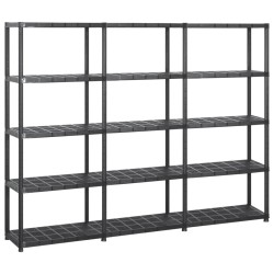 vidaXL Estanterías de almacenaje 5 niveles plástico negro 213x38x170cm