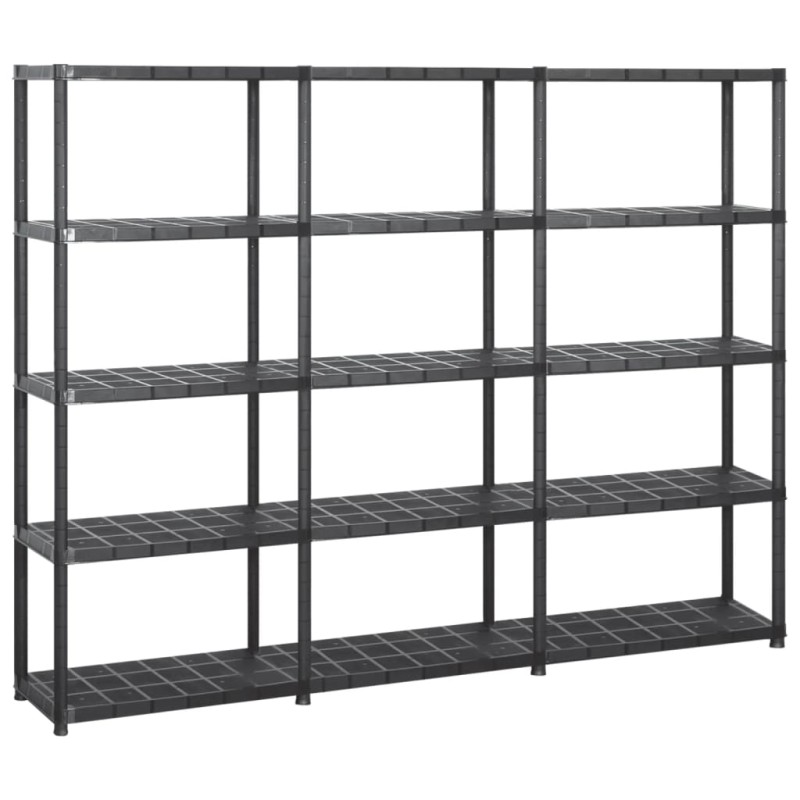 vidaXL Estanterías de almacenaje 5 niveles plástico negro 213x38x170cm vidaXL Estanterías de almacenaje 5 niveles plástico negro 213x38x170cm