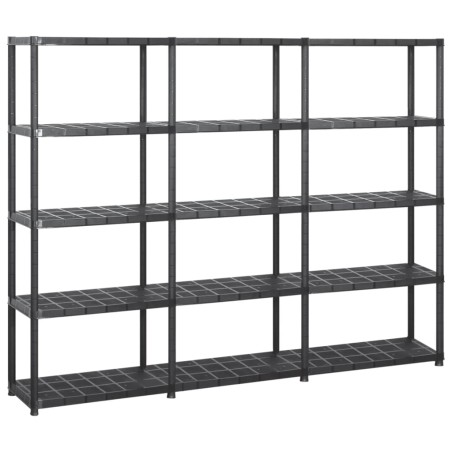vidaXL Estanterías de almacenaje 5 niveles plástico negro 213x38x170cm
