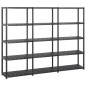 vidaXL Estanterías de almacenaje 5 niveles plástico negro 213x38x170cm vidaXL Estanterías de almacenaje 5 niveles plástico negro 213x38x170cm
