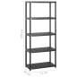 vidaXL Estanterías de almacenaje 5 niveles plástico negro 213x38x170cm vidaXL Estanterías de almacenaje 5 niveles plástico negro 213x38x170cm