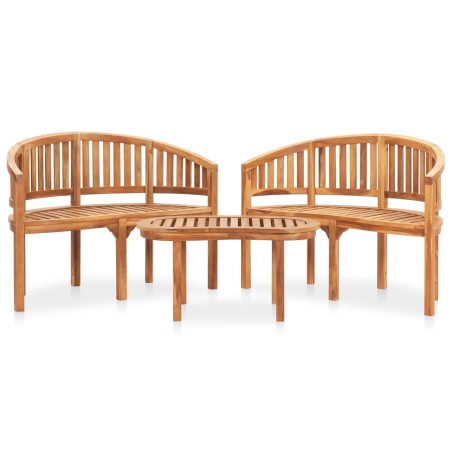 vidaXL Juego de muebles de jardín 3 piezas madera maciza de teca