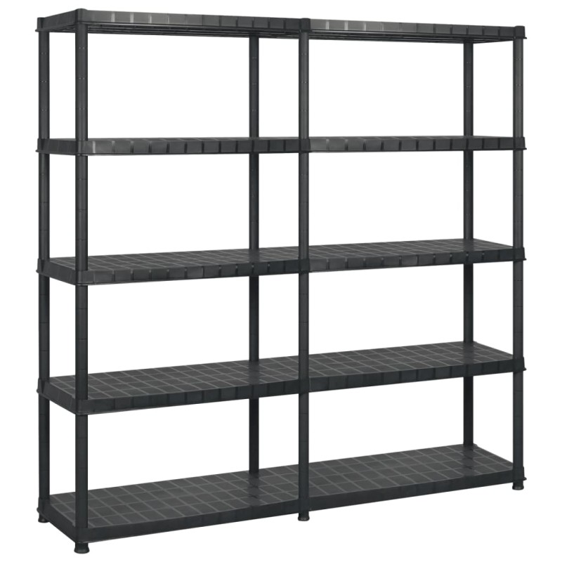 vidaXL Estanterías almacenaje 5 niveles plástico negro 183x45,7x185cm vidaXL Estanterías almacenaje 5 niveles plástico negro 183x45,7x185cm
