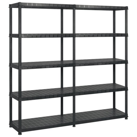 vidaXL Estanterías almacenaje 5 niveles plástico negro 183x45,7x185cm