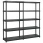 vidaXL Estanterías almacenaje 5 niveles plástico negro 183x45,7x185cm vidaXL Estanterías almacenaje 5 niveles plástico negro 183x45,7x185cm