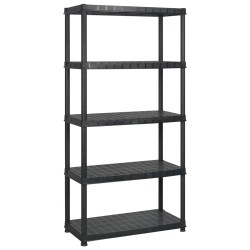 vidaXL Estanterías almacenaje 5 niveles plástico negro 183x45,7x185cm