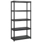 vidaXL Estanterías almacenaje 5 niveles plástico negro 183x45,7x185cm vidaXL Estanterías almacenaje 5 niveles plástico negro 183x45,7x185cm