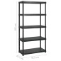 vidaXL Estanterías almacenaje 5 niveles plástico negro 183x45,7x185cm vidaXL Estanterías almacenaje 5 niveles plástico negro 183x45,7x185cm