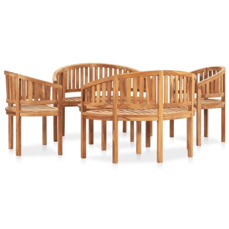 vidaXL Juego de muebles de jardín 5 piezas madera maciza de teca