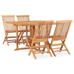 vidaXL Set de comedor de jardín plegable 5 pzas madera maciza de teca