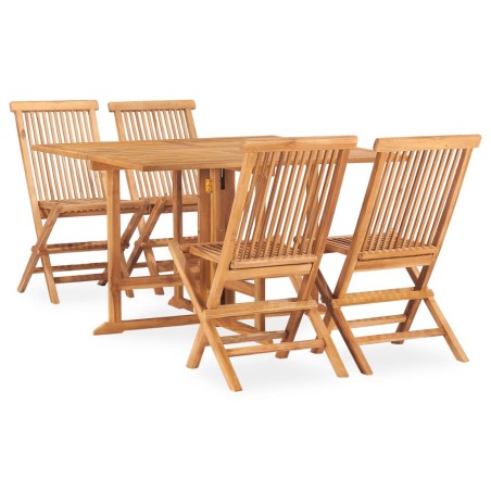 vidaXL Set de comedor de jardín plegable 5 pzas madera maciza de teca