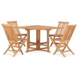 vidaXL Set de comedor de jardín plegable 5 pzas madera maciza de teca