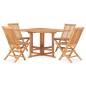 vidaXL Set de comedor de jardín plegable 5 pzas madera maciza de teca vidaXL Set de comedor de jardín plegable 5 pzas madera maciza de teca