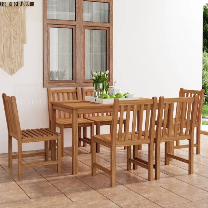 vidaXL Conjunto de comedor de jardín 7 piezas madera maciza de teca