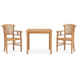 vidaXL Juego de comedor de jardín 3 piezas madera maciza de teca
