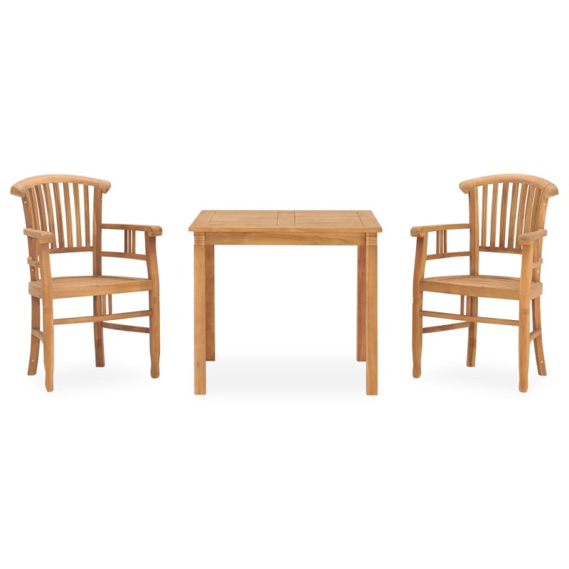 vidaXL Juego de comedor de jardín 3 piezas madera maciza de teca