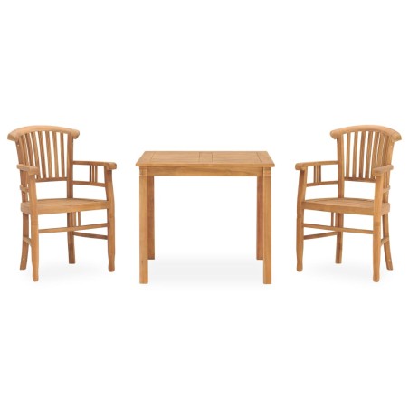 vidaXL Juego de comedor de jardín 3 piezas madera maciza de teca