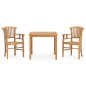 vidaXL Juego de comedor de jardín 3 piezas madera maciza de teca
