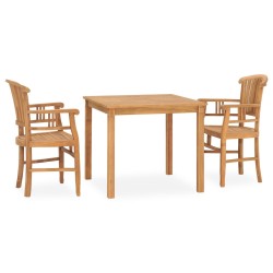 vidaXL Juego de comedor de jardín 3 piezas madera maciza de teca