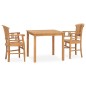vidaXL Juego de comedor de jardín 3 piezas madera maciza de teca