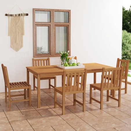 vidaXL Conjunto de comedor de jardín 7 piezas madera maciza de teca