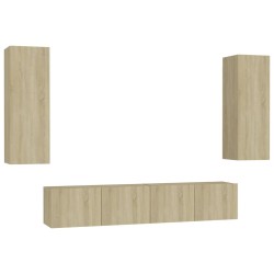 vidaXL Set de muebles salón TV 4 pzas madera ingeniería roble Sonoma
