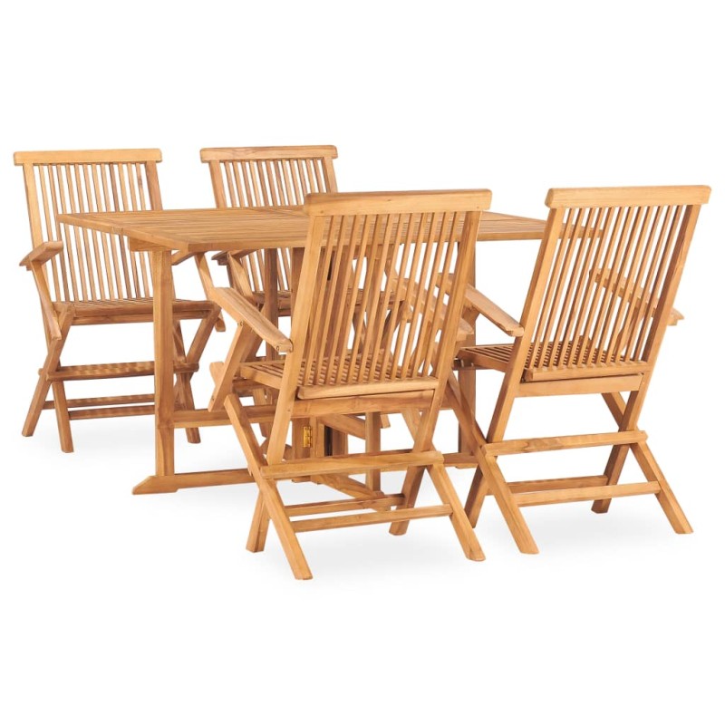 vidaXL Set de comedor de jardín plegable 5 pzas madera maciza de teca vidaXL Set de comedor de jardín plegable 5 pzas madera maciza de teca