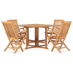 vidaXL Set de comedor de jardín plegable 5 pzas madera maciza de teca