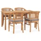 vidaXL Set de comedor de jardín 5 pzas y cojines madera maciza de teca vidaXL Set de comedor de jardín 5 pzas y cojines madera maciza de teca