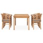 vidaXL Set de comedor de jardín 5 pzas y cojines madera maciza de teca vidaXL Set de comedor de jardín 5 pzas y cojines madera maciza de teca