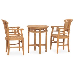 vidaXL Conjunto de comedor de jardín 3 piezas madera maciza de teca