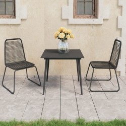 vidaXL Set de comedor de jardín de 3 piezas PVC ratán negro